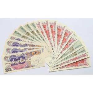 PRL, Zestaw banknotów z rocznika 1982-1988