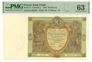 II RP, 50 zloty 1929 EE. PMG 63