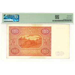 PRL, 100 złotych 1946 R duża litera - PMG 58