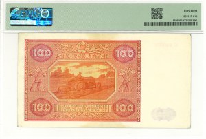 People's Republic of Poland, 100 gold 1946 R large letter - PMG 58