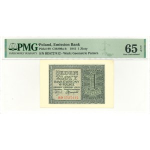 GG, 1 złotych 1941 BD - PMG 65EPQ