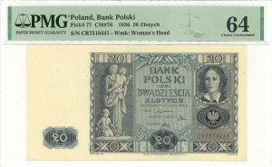 II RP, 20 złoty 1936 AW - PMG 64 EPQ