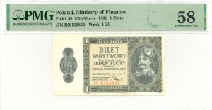 II RP, 1 gold 1938 IK - PMG 58