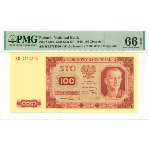 PRL, 100 złotych 1948 KR - PMG 66 EPQ