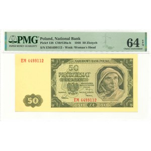 PRL, 50 złotych 1948 EM - PMG 64 EPQ