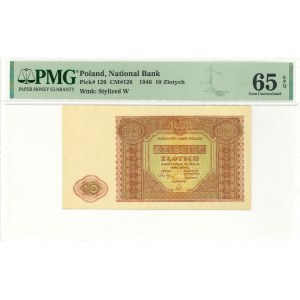 PRL, 10 złotych 1946 - PMG 65EPQ
