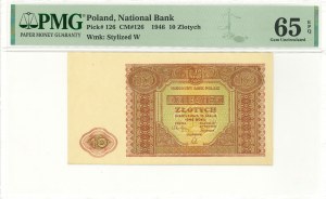 PRL, 10 zloty 1946 - PMG 65EPQ