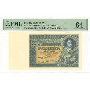 II RP, 20 zloty 1931 DK - PMG 64
