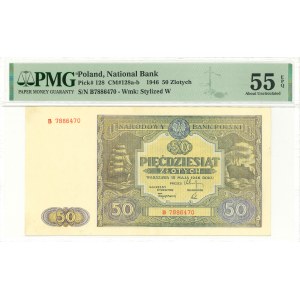 PRL, 50 zloty 1946 B - PMG 55 EPQ