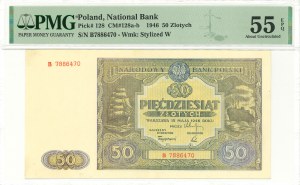 PRL, 50 zloty 1946 B - PMG 55 EPQ