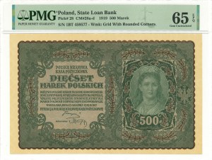 II RP, 500 Polish marks 1919 1st Series BT - PMG 65 EPQ