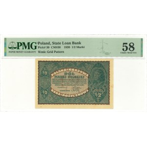 II RP, 1/2 marchio polacco 1920 PMG 58