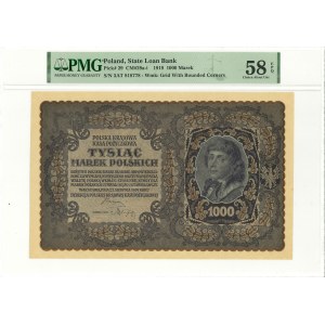 II RP, 1000 marek polskich 1919 III Serja AT - PMG 58 EPQ
