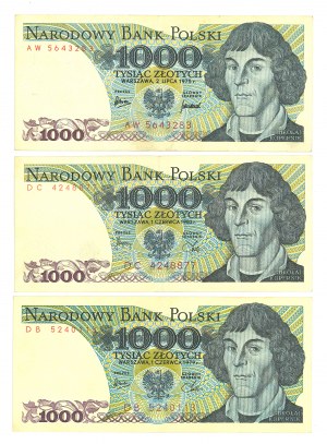 PRL, 1000 zloty 1975, 1979, 1982 - set of 3 copies.