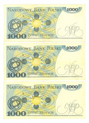 PRL, 1000 zloty 1975, 1979, 1982 - set of 3 copies.