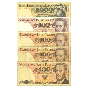 PRL, Zestaw banknotów z lat 1975-1979 - 5 egz.