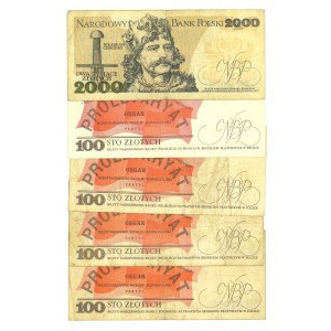 PRL, Zestaw banknotów z lat 1975-1979 - 5 egz.