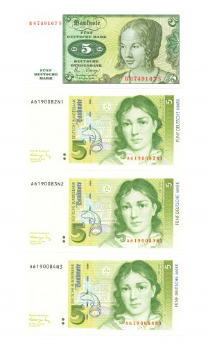 Germany, 5 marks 1989-1991 - set of 4 copies.