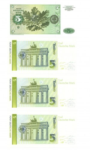 Germany, 5 marks 1989-1991 - set of 4 copies.