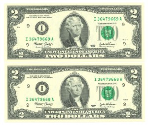 USA $2 2003 - set of 2 copies.