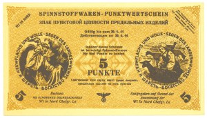 Russia, German Occupation, 5 Points 1944, Talon for linen and wool