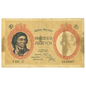 II RP, 20 złotych 1924 - II EM.C - RZADKOŚĆ