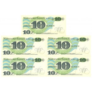 PRL, 10 złotych 1982 G - część paczki bankowej ( 5egz.)
