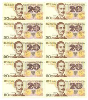 PRL, 20 zloty 1982 F - set of 10 copies.