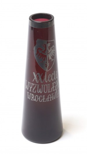 People's Republic of Poland, Commemorative vase of the 20th anniversary of the Liberation of Wroclaw 1965 - silver hardware