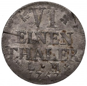 Germany, Braunschweig-Wolfenbuttel, 1/6 thaler 1757