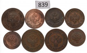 Russia, Nicholas II, Lot 1-3 kopecks 1908-14
