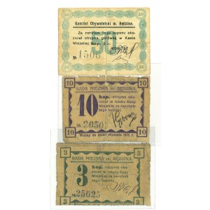 Bedzin, Notgeld set - 3 copies.