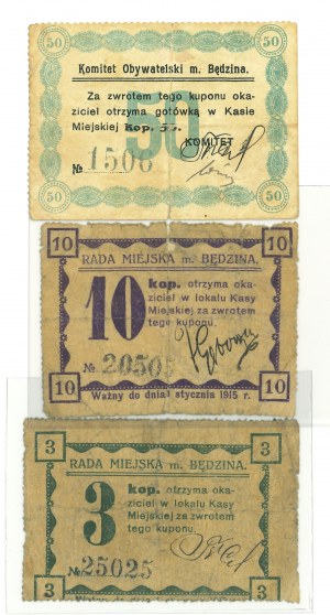 Bedzin, Notgeld set - 3 copies.