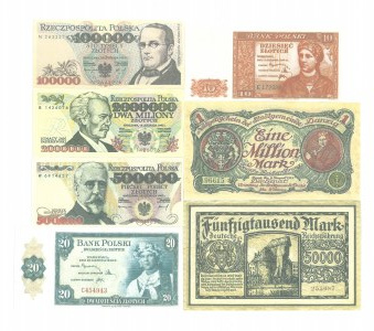 Set of copies of banknotes - 7 copies.
