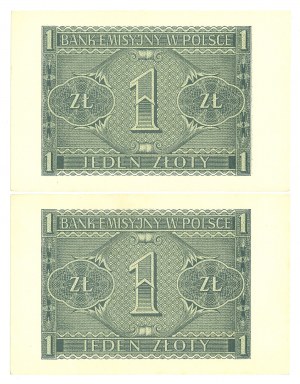 GG, 1 zloty 1941 BB - Set of 2 copies from the bank package.