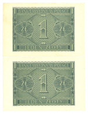GG, 1 zloty 1941 BB - Set of 2 copies from the bank package.