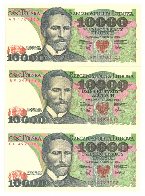 PRL, 10,000 zloty 1988 AM, BW, CC - set of 3 copies.