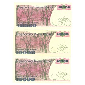 PRL, 10 000 złotych 1988 AM, BW, CC - zestaw 3 egz.