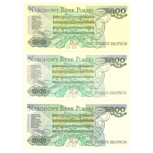 PRL, 5000 złotych 1988 DR, DH, CS - zestaw 3 egz.