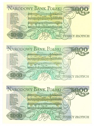 People's Republic of Poland, 5000 gold 1988 DR, DH, CS - set of 3 copies.