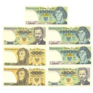 People's Republic of Poland, 1982-1988 banknote set (7 copies).