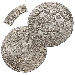 Sigismund II Augustus, Halfgroat 1551, Vilnius - overstrike DX/VX