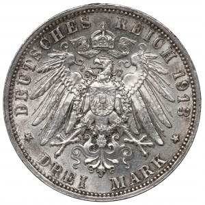 Germany, Saxony, 3 marks 1913 E