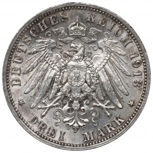 Germany, Saxony, 3 marks 1913 E