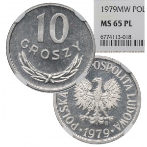 PRL, 10 groszy 1979 - NGC MS65 FR