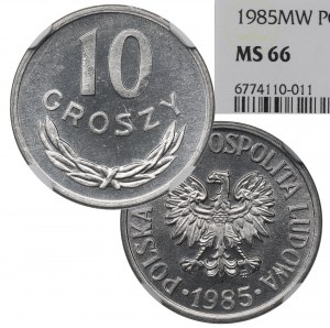 People's Republic of Poland, 10 pennies 1985 - NGC MS66