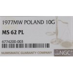 PRL, 10 groszy 1977 - NGC MS62 FR