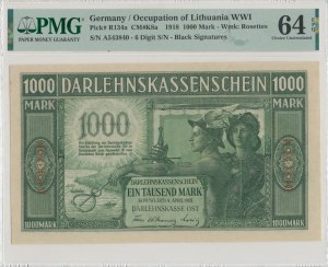 Kaunas, 1000 marks 1918 - 6 digit numbering - PMG 64 EPQ
