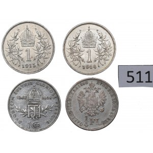 Austria, Lot 1 corona-1/4 florin 1860-1915