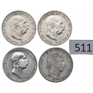 Austria, Lot 1 corona-1/4 florin 1860-1915